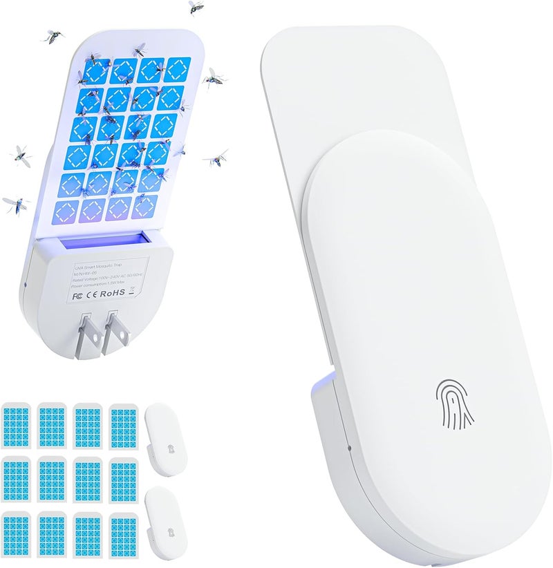 TIENBE Flying Insect Trap, 2 in 1 Indoor Plug-in Fruit Fly Trap, 2 Trap White and 12 Glue Cards, Fruit Fly Traps for Gnat, Moth, Mosquito, Suitable for Every Part of The Home - Image 1